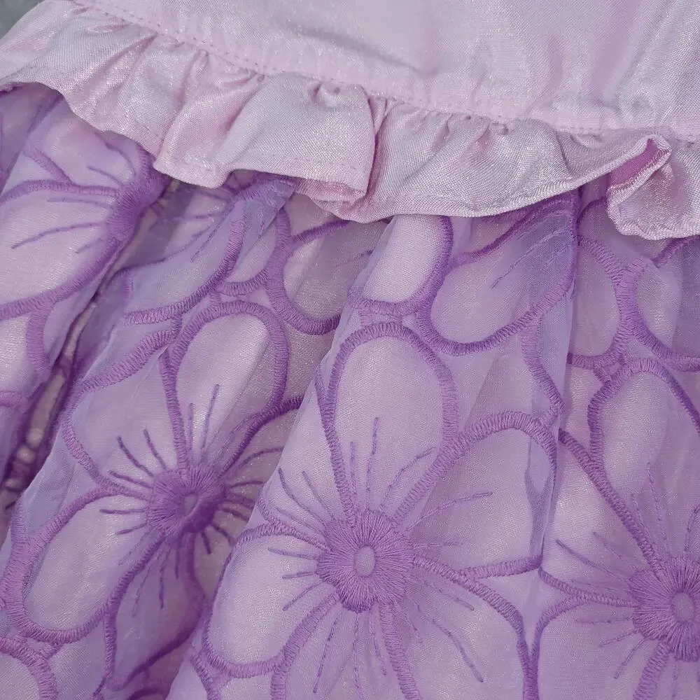 Gymboree Girls Embroidered Floral Formal Special Occasion Dress Set 2T Lavender